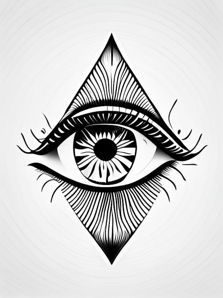 Awareness, Symbol, Third Eye Simple Black & White Illustration 5