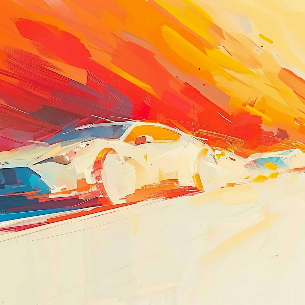 Racing Cars In The Sunset