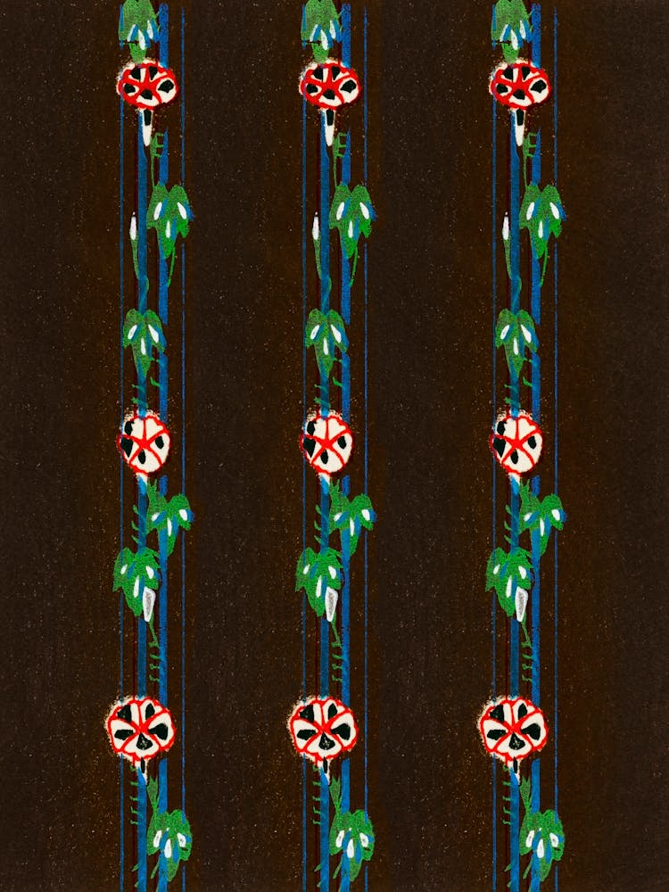 Vintage Ukiyo-e Woodblock Print Of Japanese Textile, Shima Shima, Furuya Korin (279)