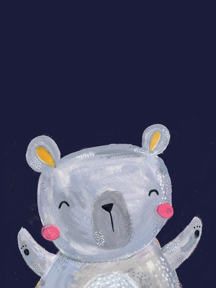 Woodland Bear On Navy