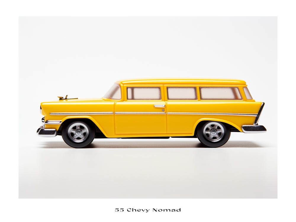 Toy Car 55 Chevy Nomad Yellow Poster