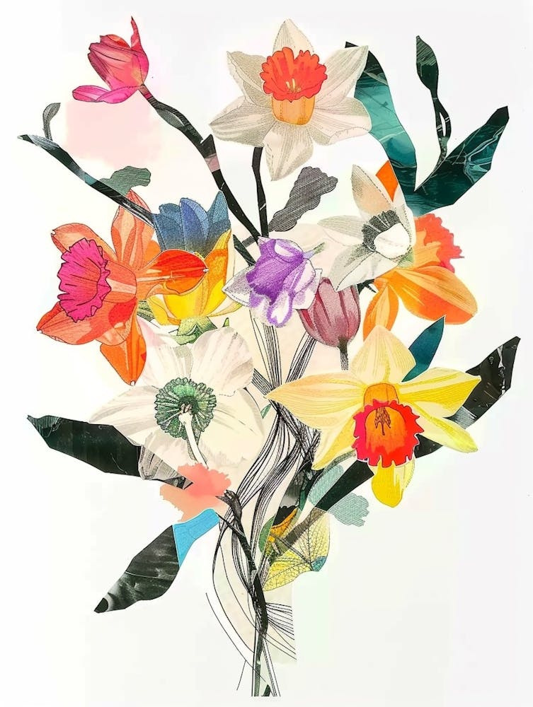 Daffodil 2 Collage Flower Bouquet