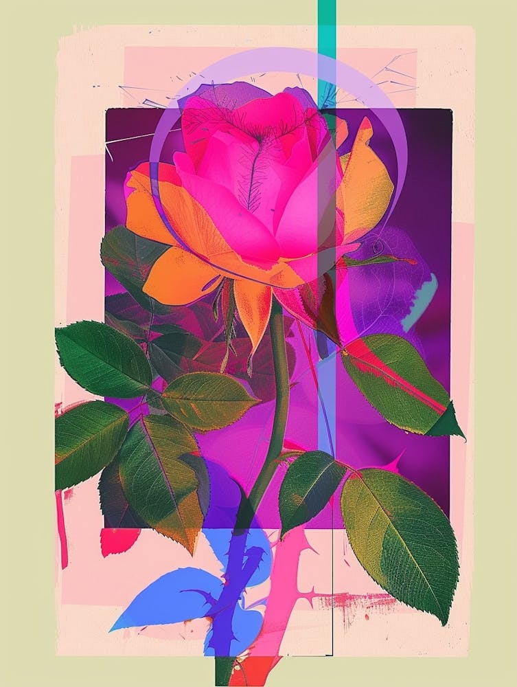 Rose 6 Collage de Fleurs Néon