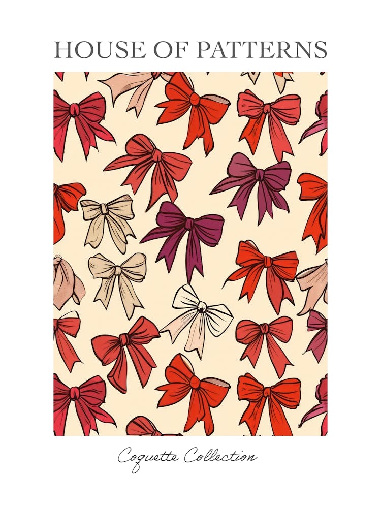 Red Tones Bow Pattern Poster
