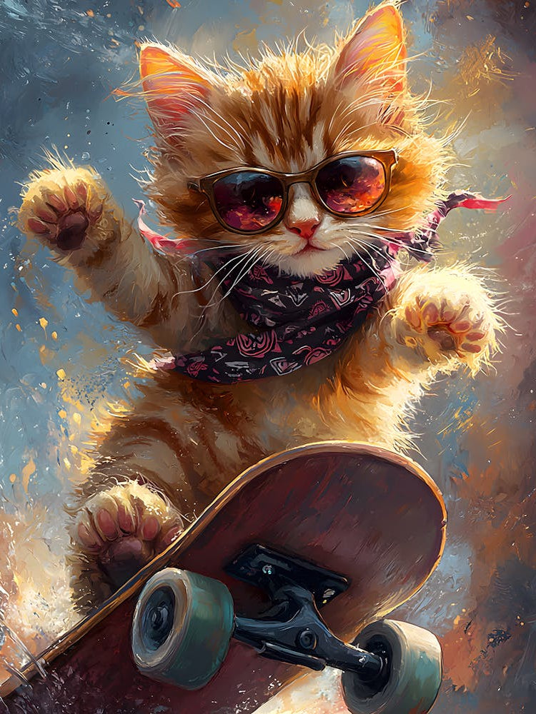 Cool Cat Riding Skateboard 5