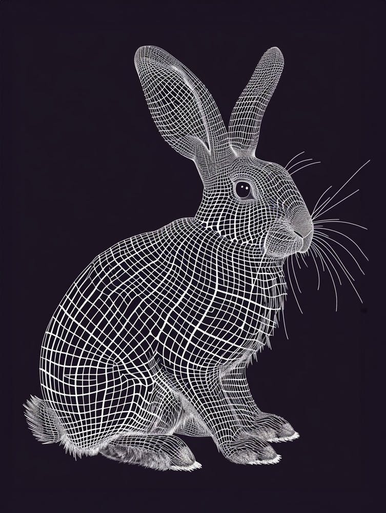 Gescheckter Riesenkaninchen Minimalistische Illustration 1