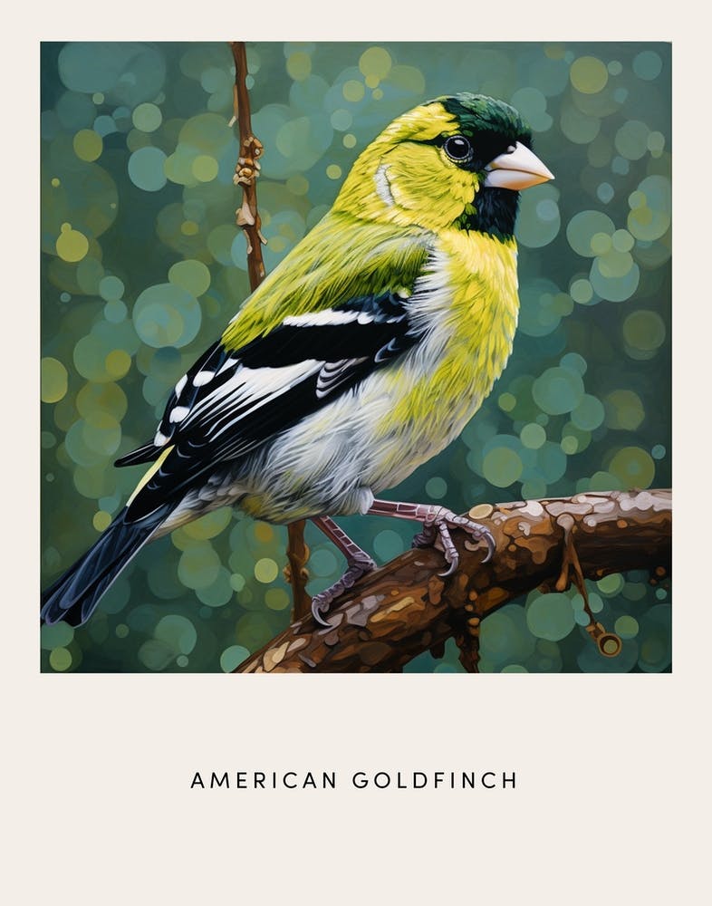 Ohara Koson Inspired Bird Painting American Goldfinch 3 Poster