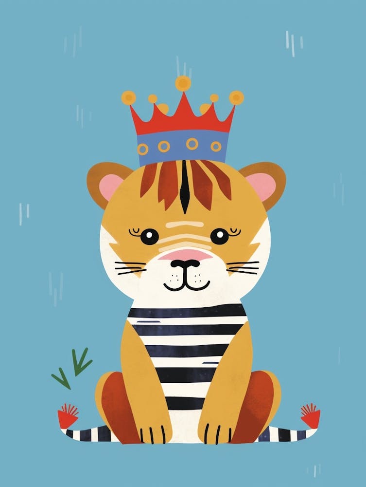 Little Bengal Tiger 1 Wearing A Crown