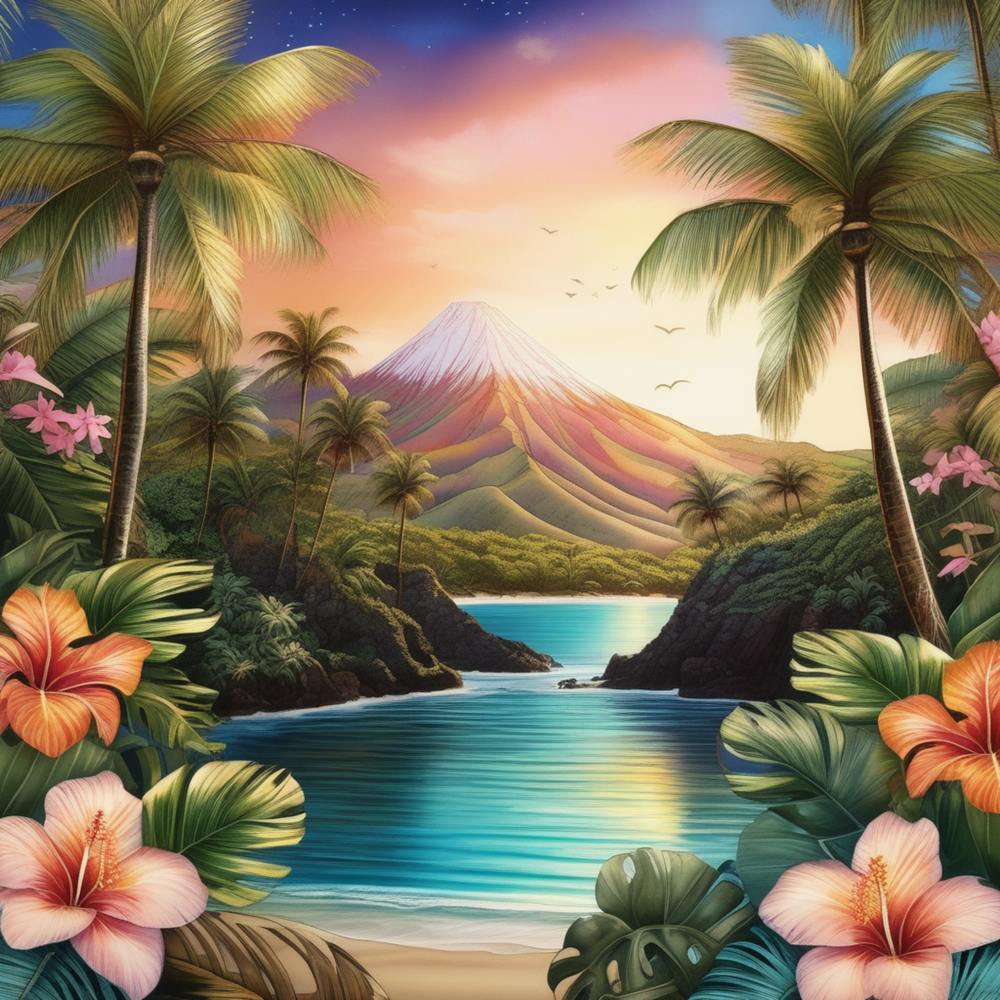 Tropical Landscape With Palm Trees