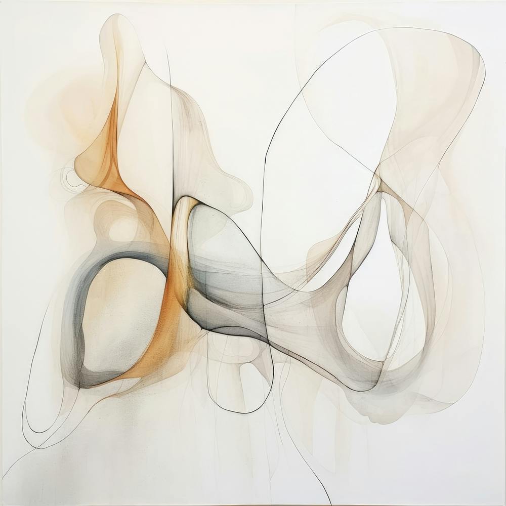 Abstract Organic Minimalist Gray Brown Splash In Muted Colors 4