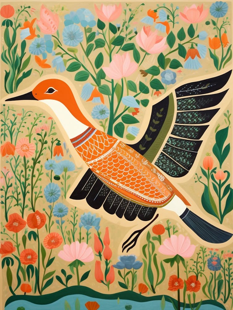 Maximalist Bird Painting Loon