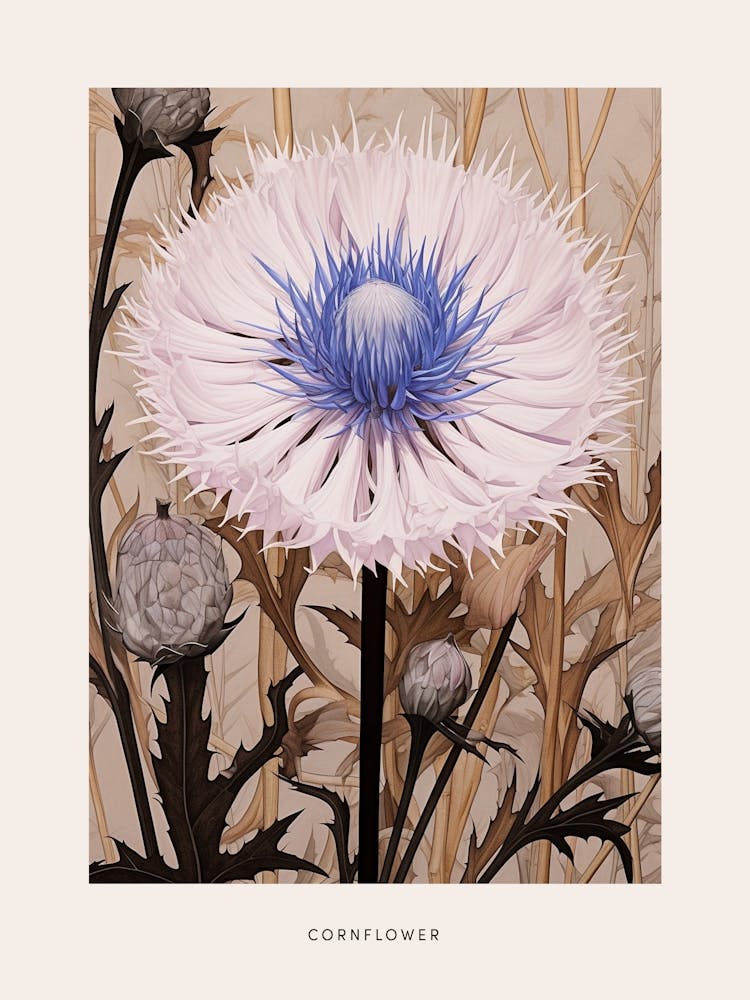 Flower Illustration Cornflower 3 Poster