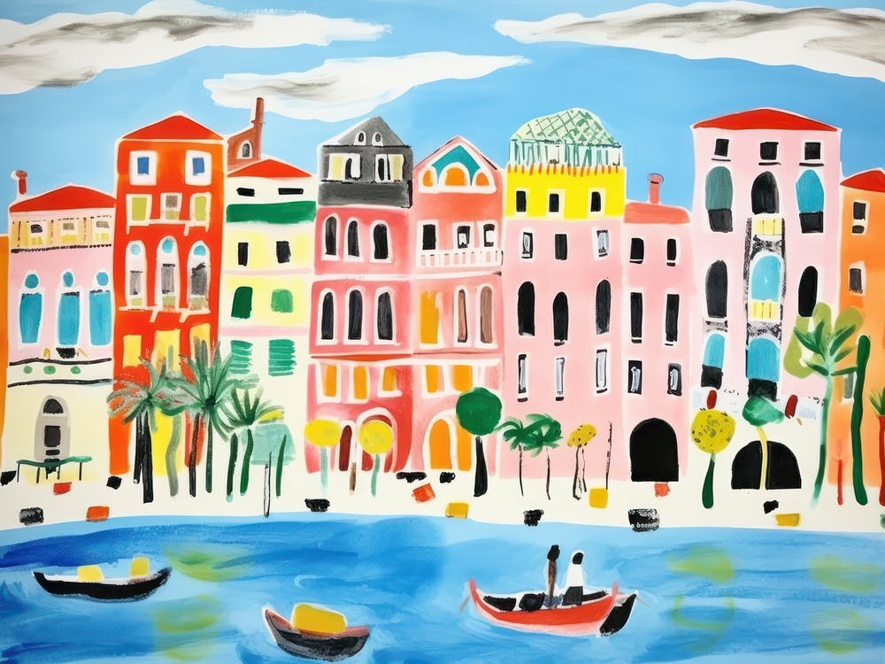 Venedig Italien Niedliche Aquarell-Illustration 8