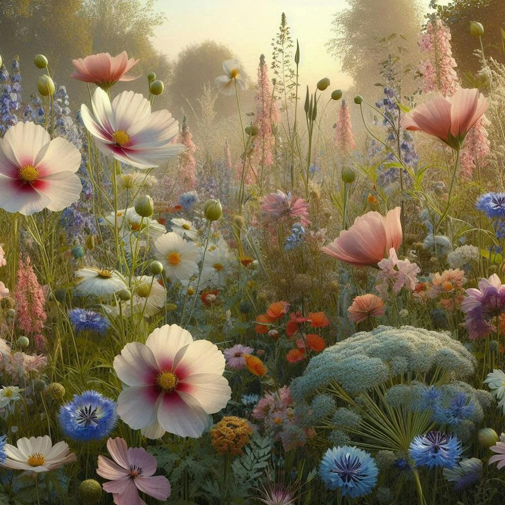 GARDEN MEADOW Floral Botanical Flowers Wildflowers 6