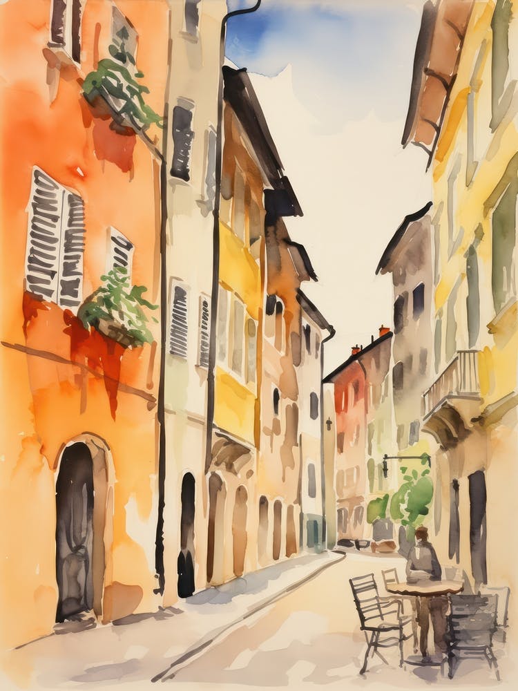 Bolzano, Italie Rues Aquarelles 1