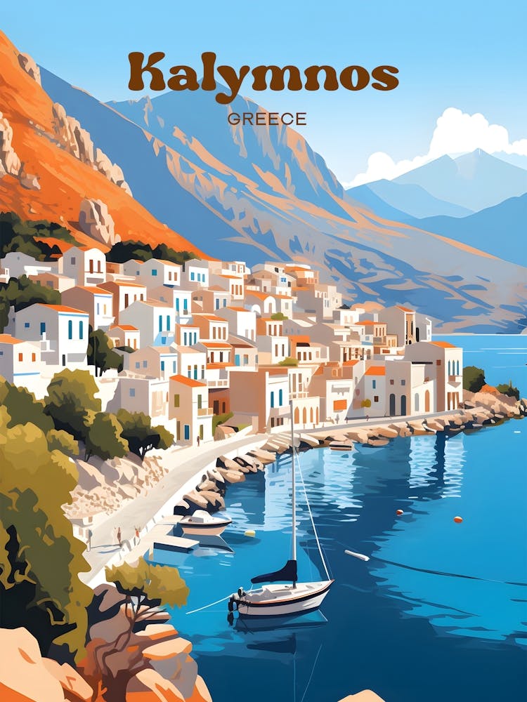 Kalymnos Greece Island Travel Art