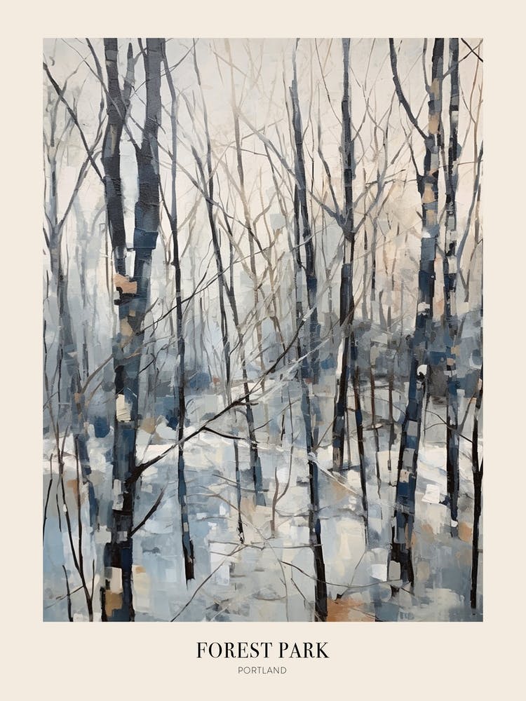 Winter City Park Poster Forest Park Portland United States 1