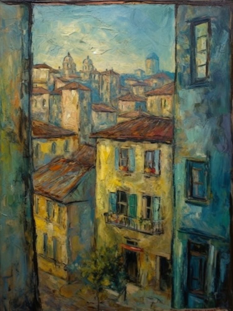 Window View Of Florence In The Style Of Expressionism 3