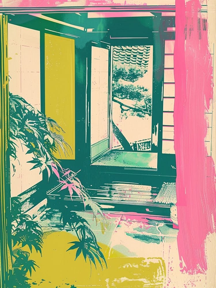 Naoshima Japan Retro Duotone Silkscreen 2