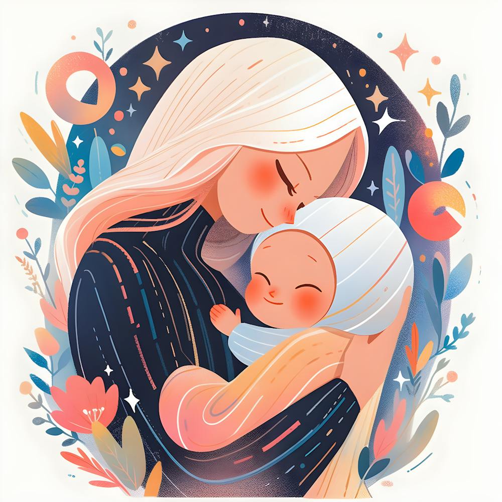 Mom And Baby Hug Heartwarming Family Wall Art