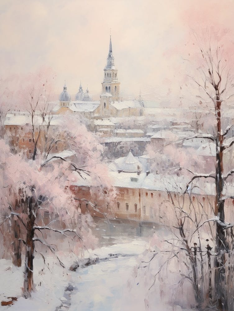 Dreamy Winter Painting Stockholm Sweden 1