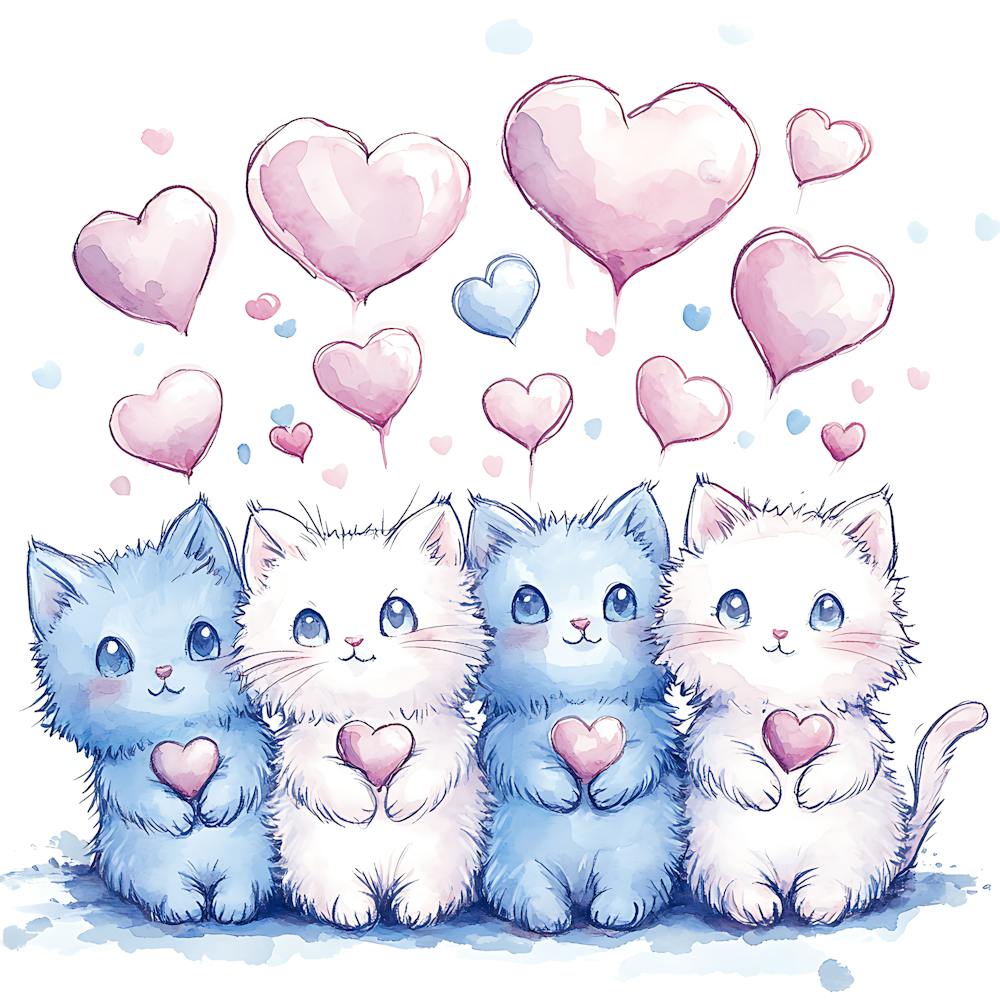 Cute Kittens Pastel Candy Hearts 15
