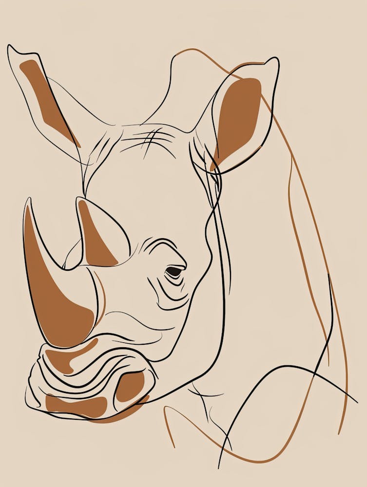 Nashorn - Boho, Linienkunst 1