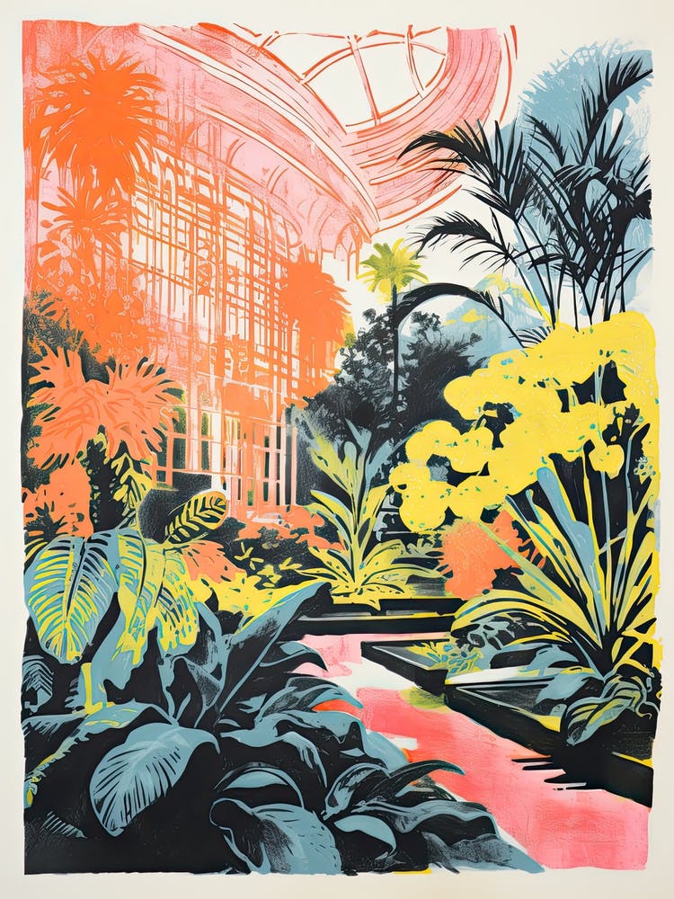 Garfield Park Conservatory Gardens Abstract Riso Style 3