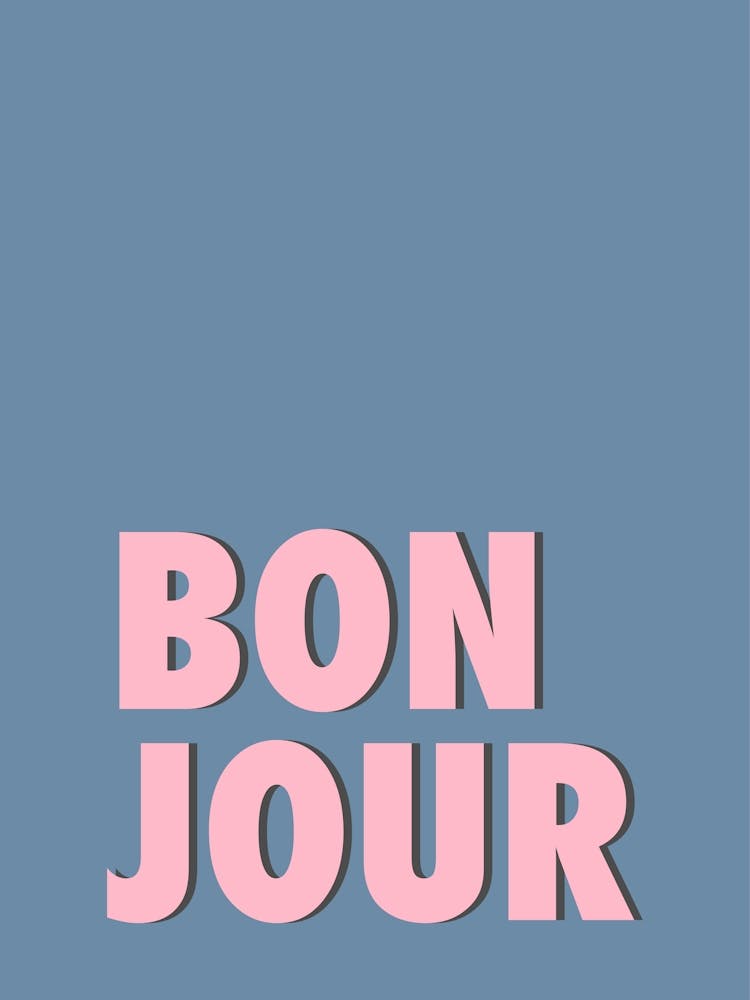 Bonjour - Blue & Pink Typography