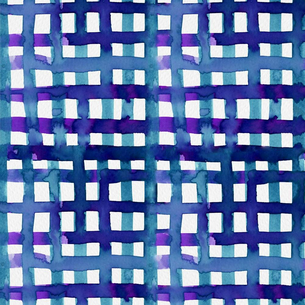 Watercolor Blue and Purple Grid