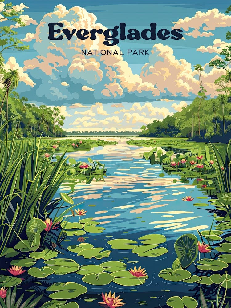 Everglades National Park Swamp Travel Illustration