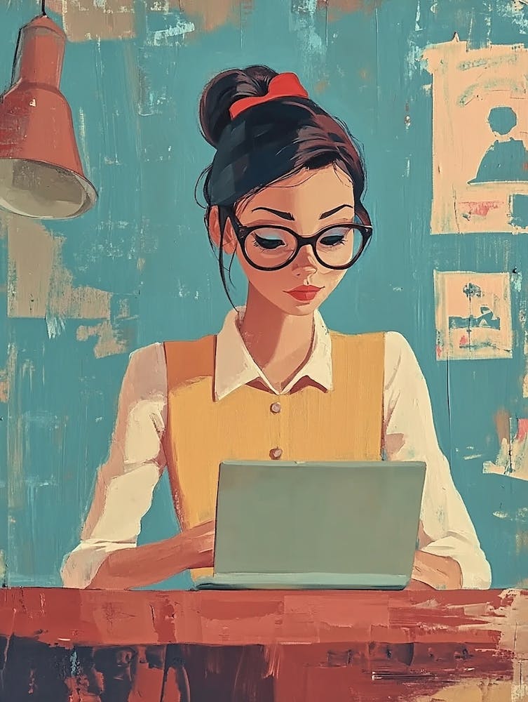 Woman Working On Laptop