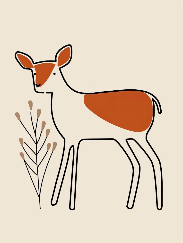 Deer - Boho, Line Art 15