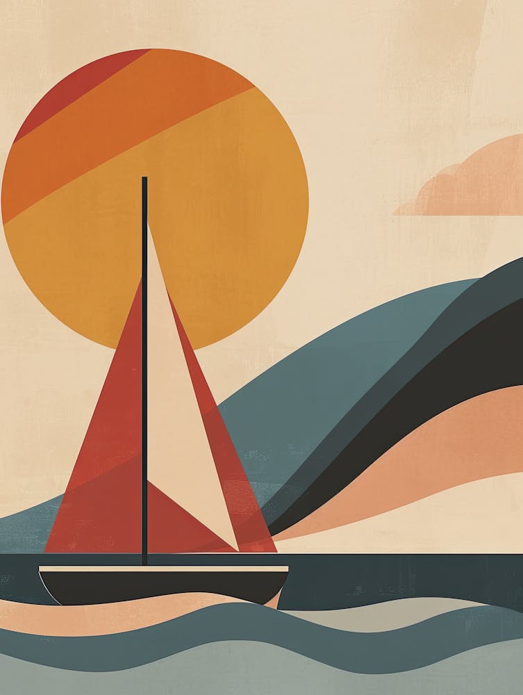 Sailboat At Sunset, Hygge