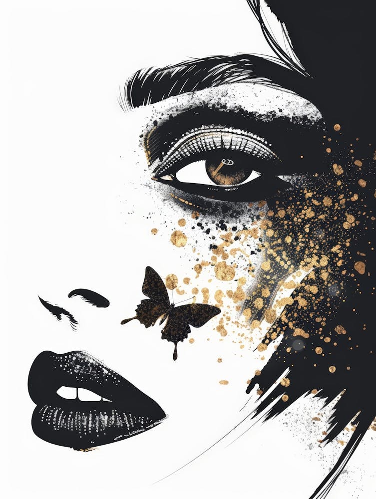 Gold And Black Face Painting