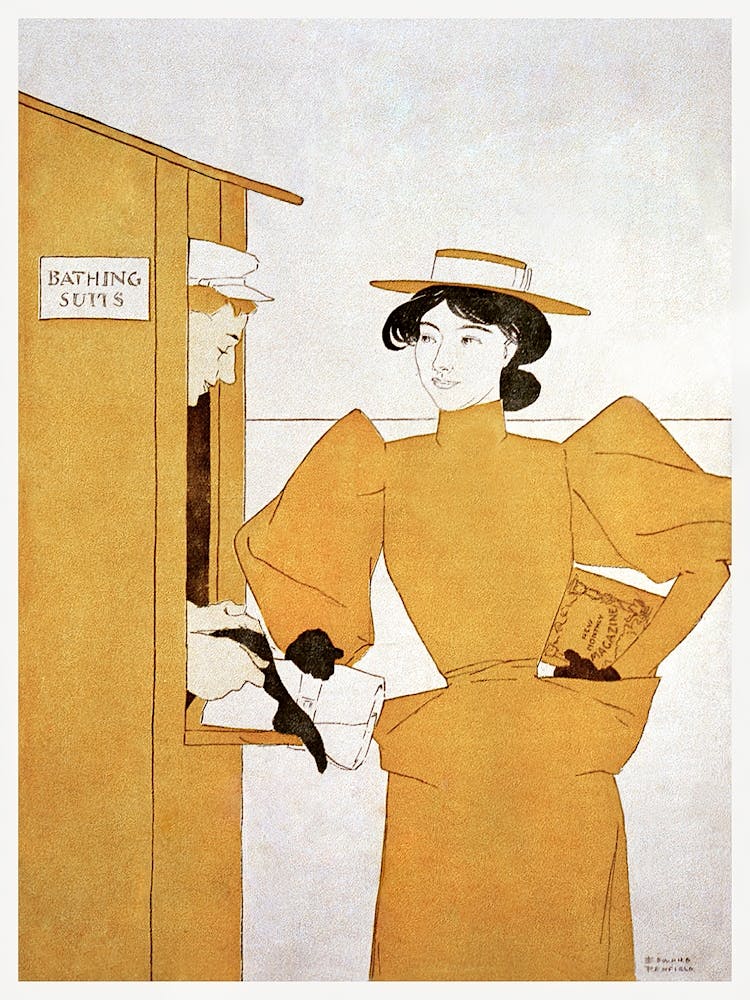 Woman Picking Up Bathing Suits (1896), Edward Penfield