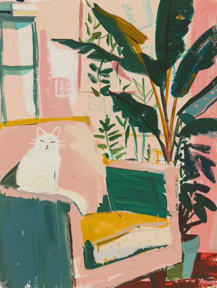 Cat In Pink Chair