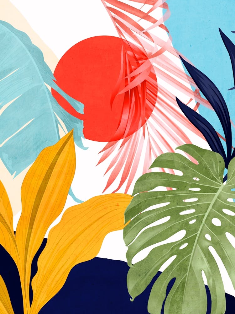 Abstract Art Tropical Leaves 156