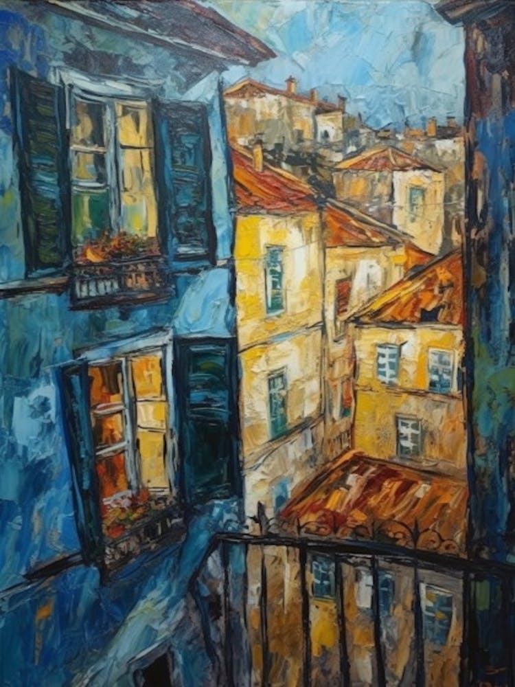 Window View Of Lisbon Portugal In The Style Of Expressionism 3