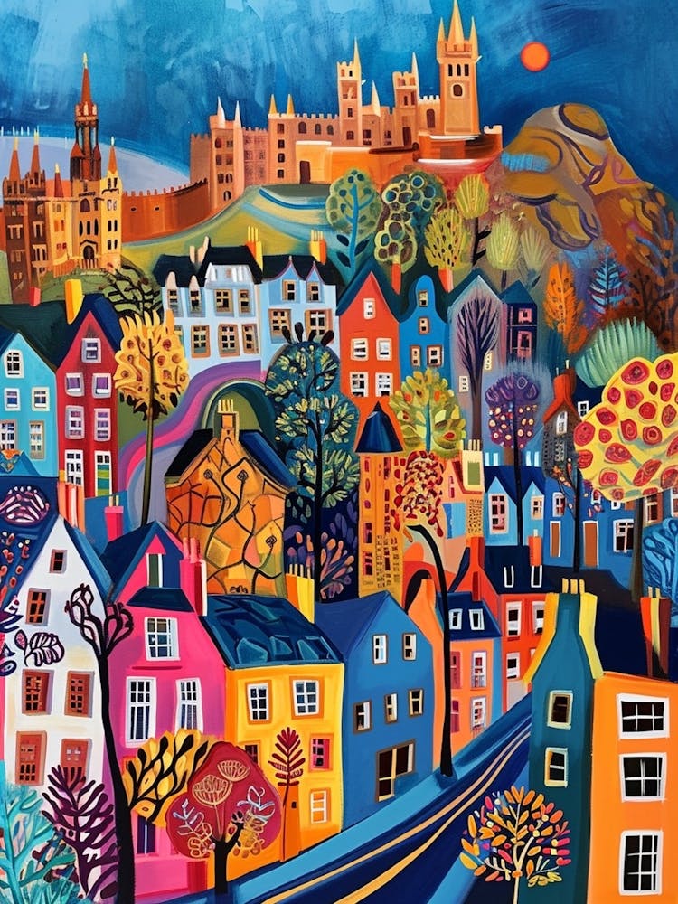 Kitsch Colourful Edinburgh Cityscape 3