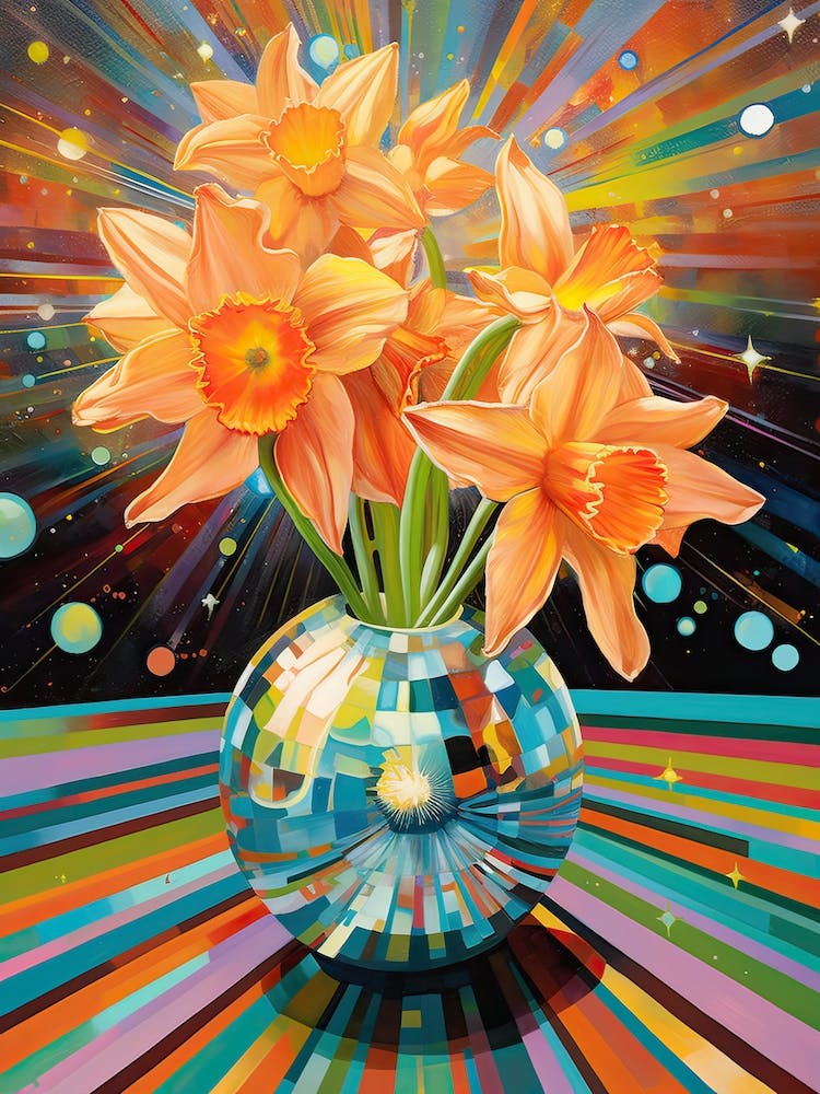 Disco Ball And Daffodils Still Life 1