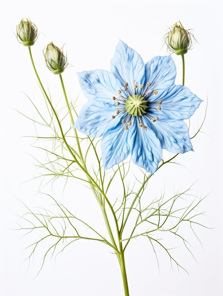 Pressed Flower Botanical Art Love In A Mist Nigella 5
