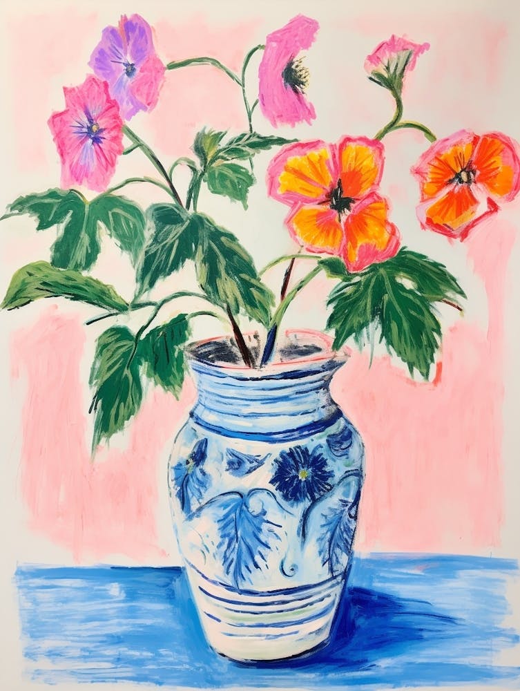 Flower Painting Fauvist Style Hollyhock 3
