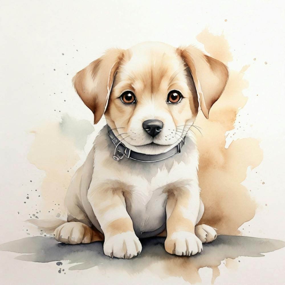 Puppy Watercolor Painting