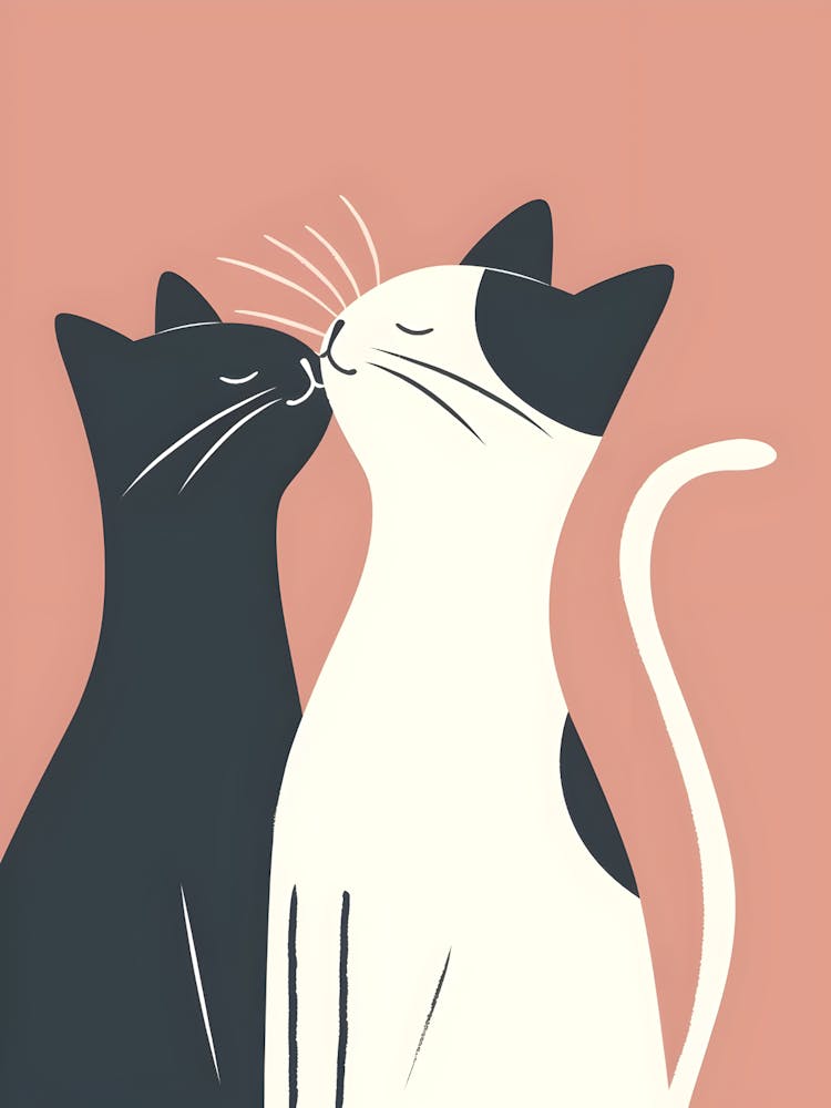 Deux Chats S'Embrassant