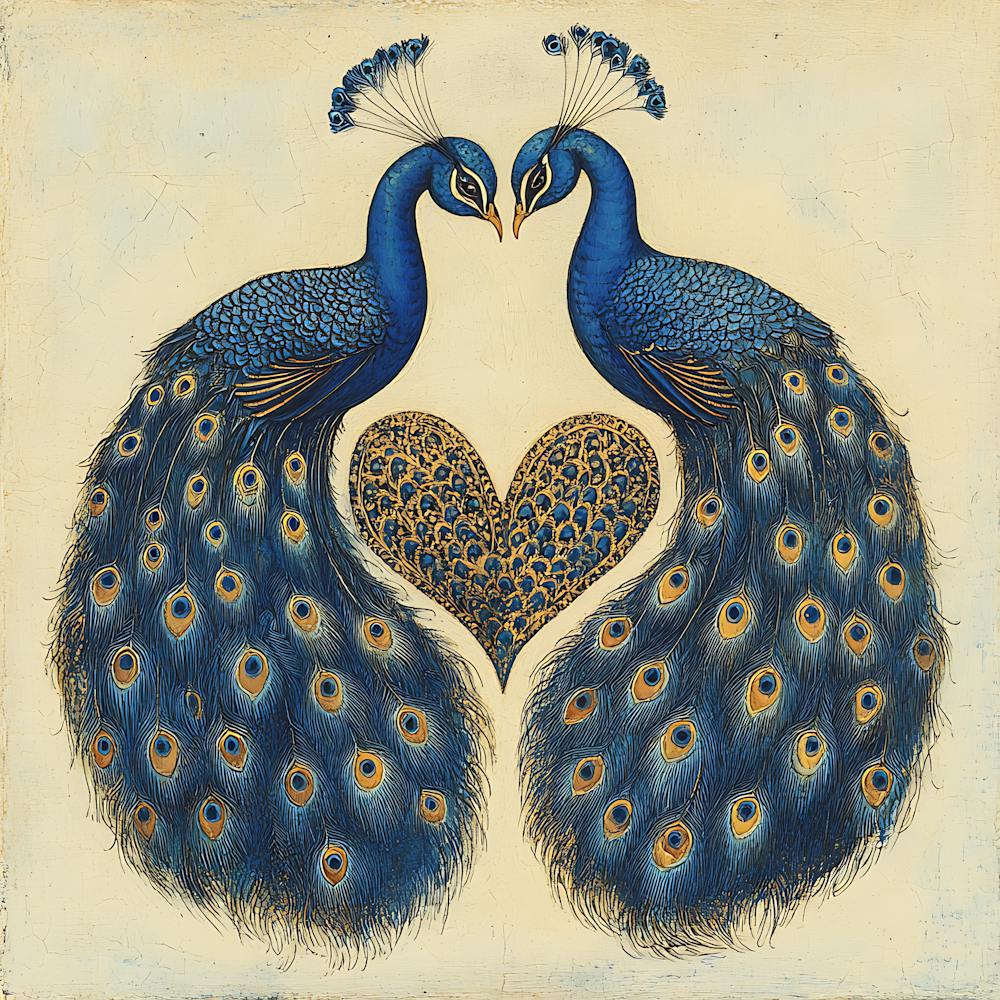Baroque-Inspired Peacock Heart Design Background 3