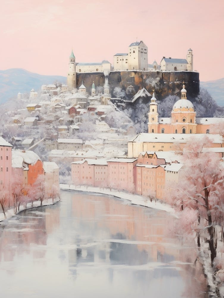 Dreamy Winter Painting Salzburg Austria 3