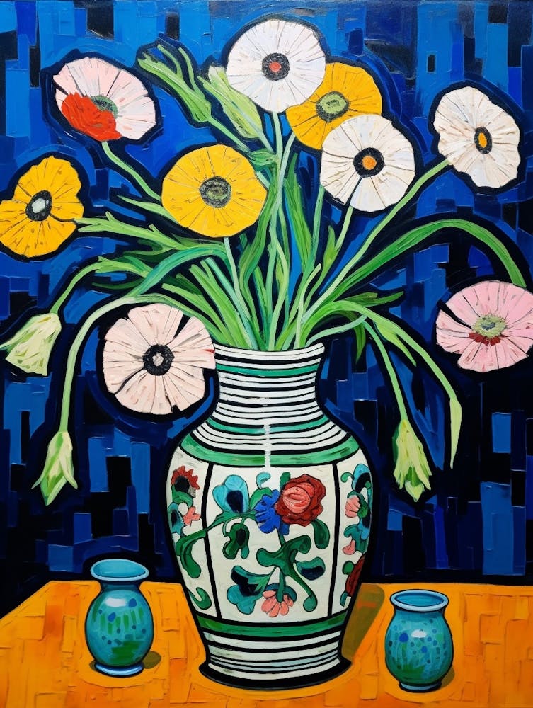 Fleurs Dans Un Vase Peinture Nature Morte Cosmos 1