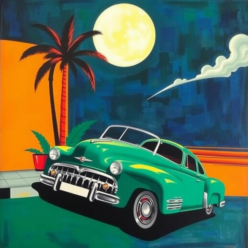 Vintage Car At Night