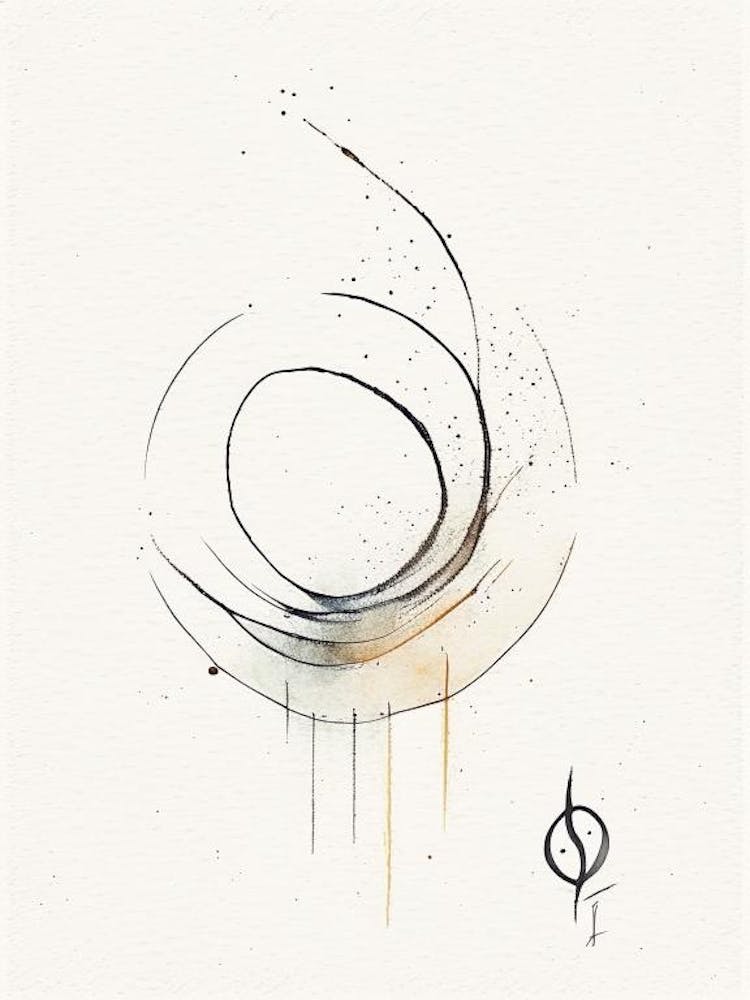 Unalome Symbol 1 Minimal Watercolour